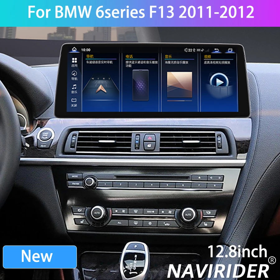 12.8'' 4G Carplay Car Multimedia Video Player AHD QLED Screen For BMW 6 Series F13 2011-20