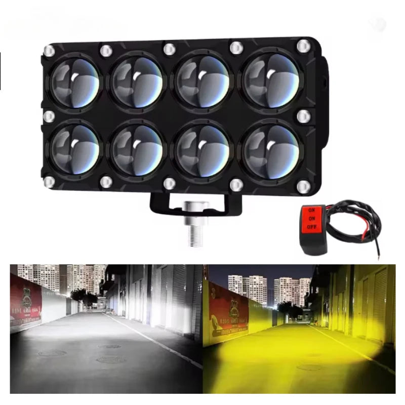 6/8/10 Lens Auxiliary Motorcycle Spotlight Working Fog lights Bulb Projector Headlight Add