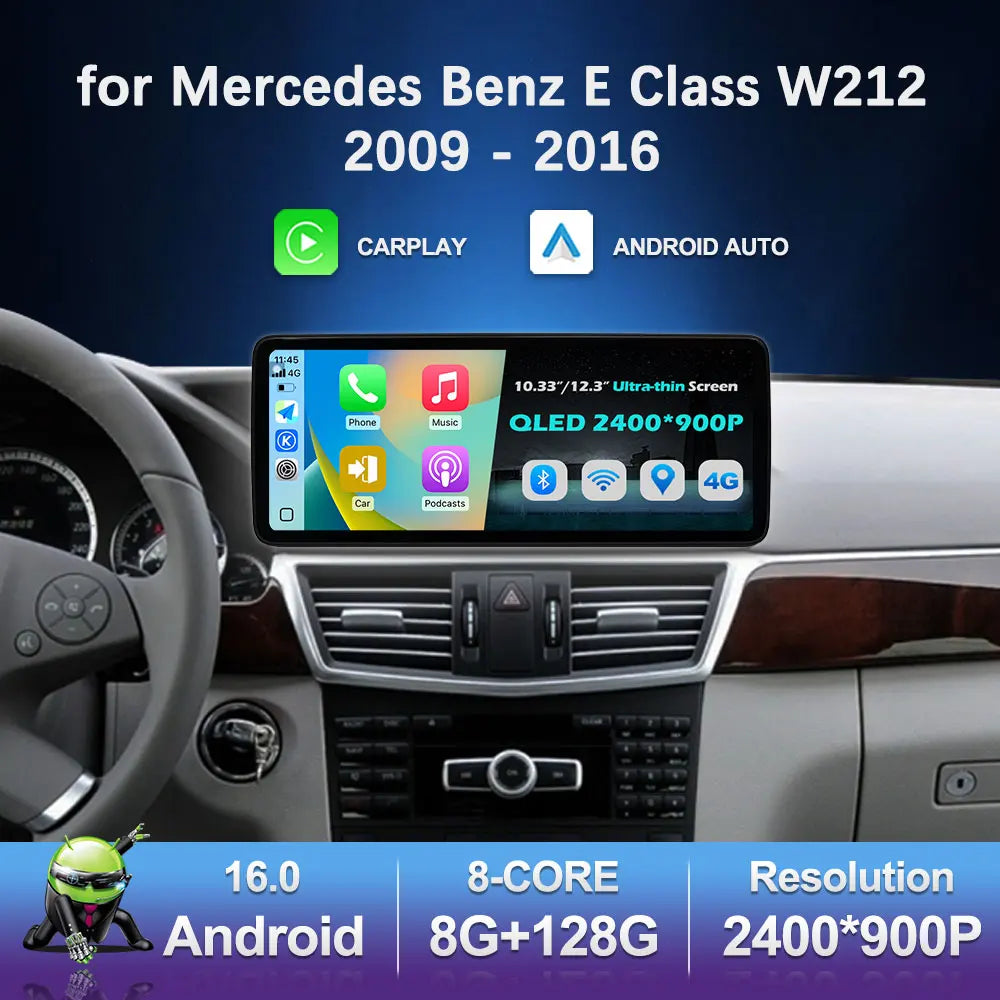 Carplay Car Radio Multimedia Player for Mercedes Benz E Class W212 2009 - 2016 QLED Screen