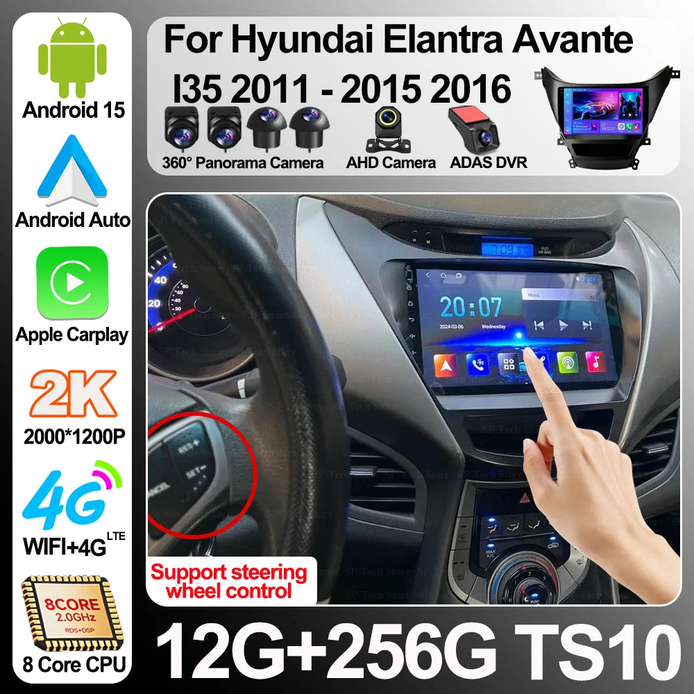 For Hyundai Elantra Avante Md I35 2011 - 2016 Carplay All-in-one Car Radio Multimedia 8 Co | AUTOKITSHOP