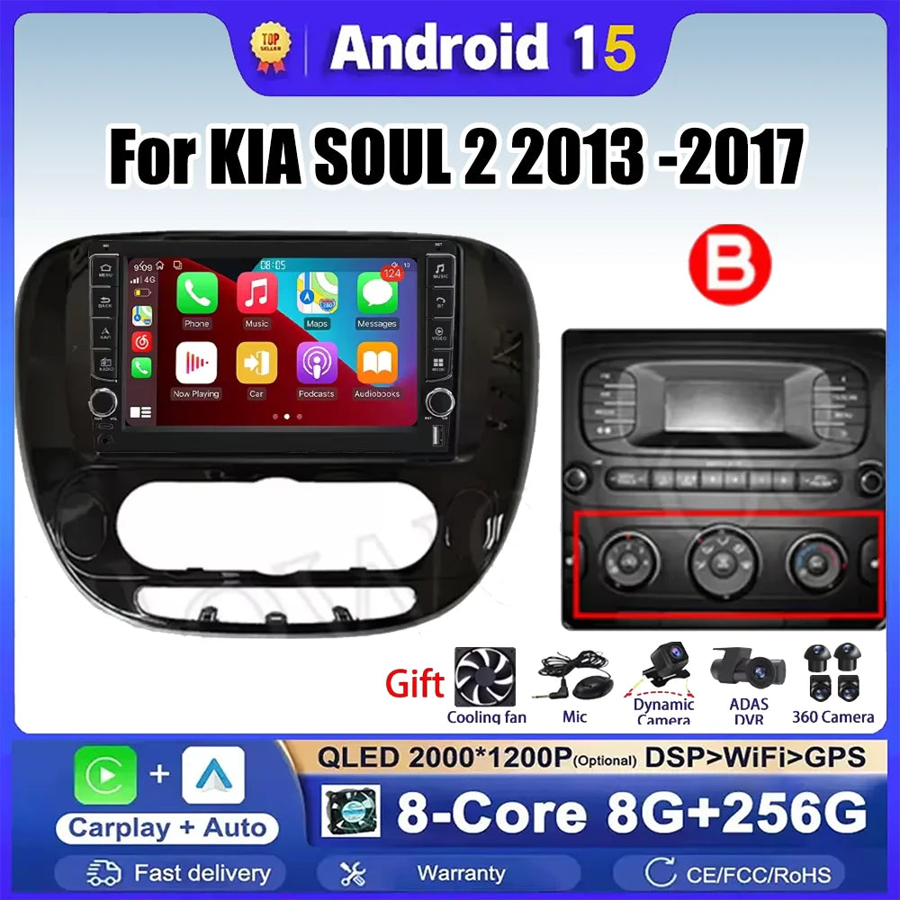 Android 15 For KIA SOUL 2 2013 2014 2015 2016 2017 Caraply Car Multimedia Player Radio Ste | AUTOKITSHOP