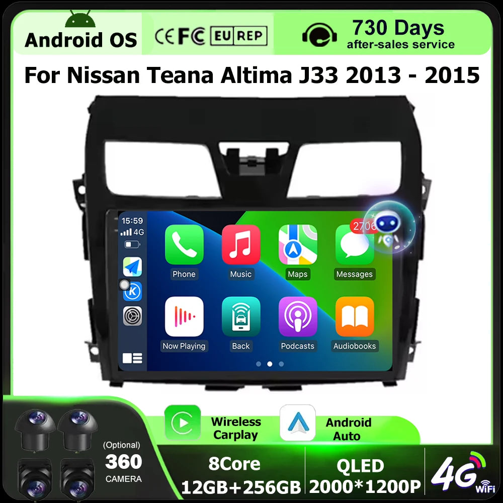 Android 16 Auto For Nissan Teana Altima J33 2013 2014 2015 Car Radio Multimedia Video Play