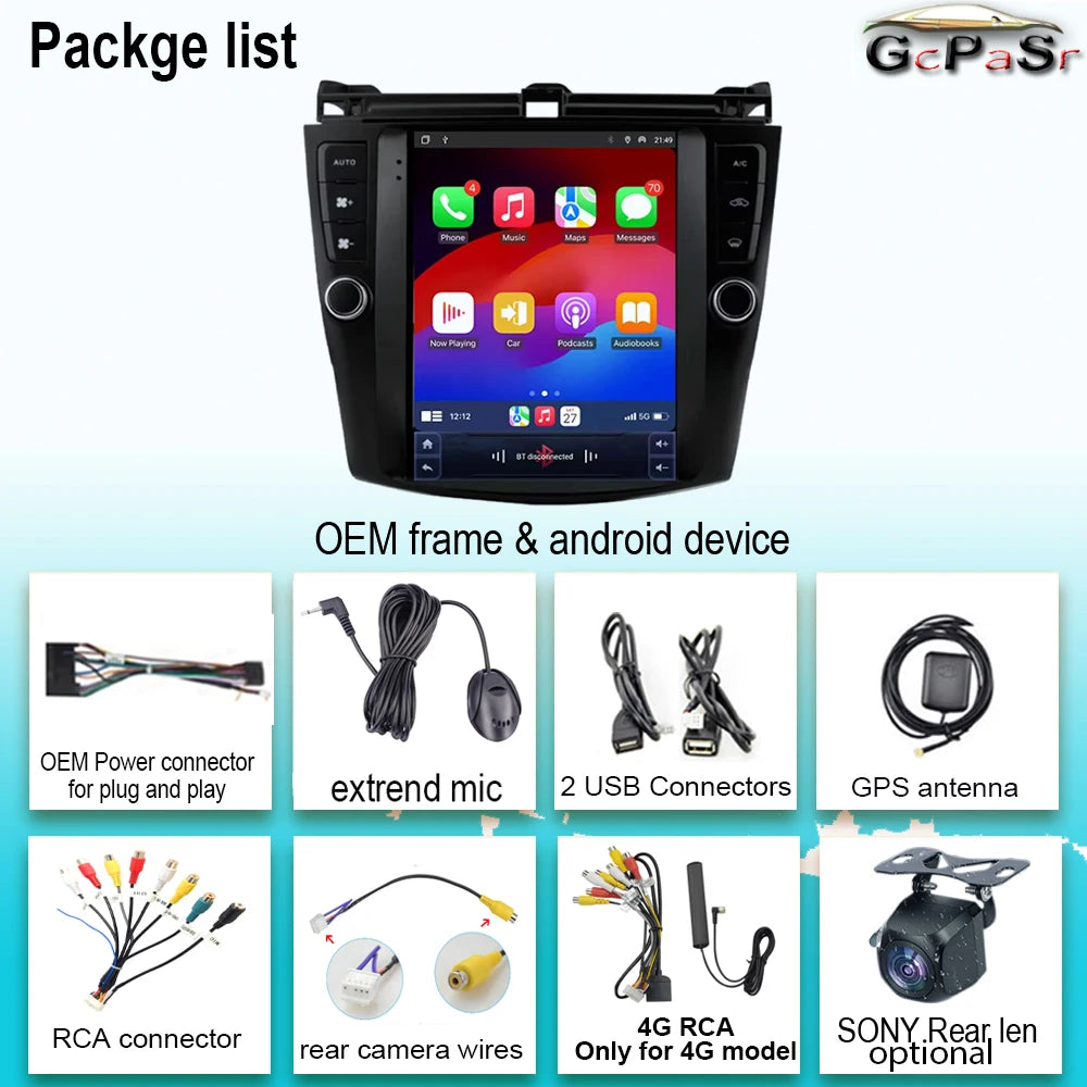 2 Din Android 13 Car Radio Multimedia Video Player For Honda Accord 7 2003 - 2008 GPS Ster