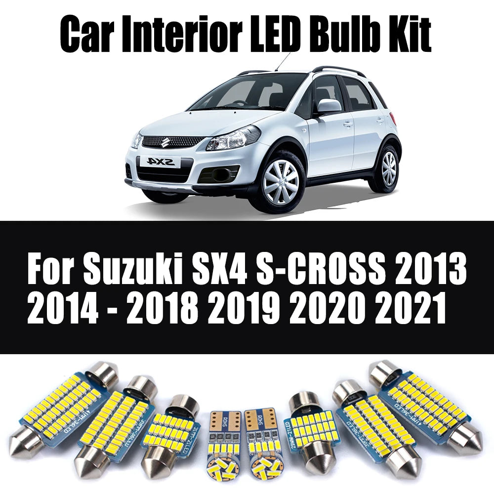 10-Piece LED Interior Light Kit for Suzuki SX4 S-CROSS 2013-2018 - Canbus Dome Map Door Trunk Bulbs | AUTOKITSHOP
