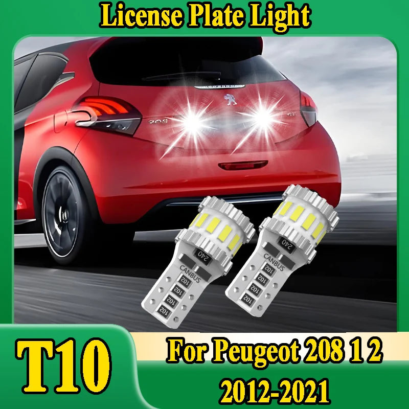 2X LED License Plate Light W5W T10 Canbus Bulb For Peugeot 208 1 2 Accessories 2012-2016 2