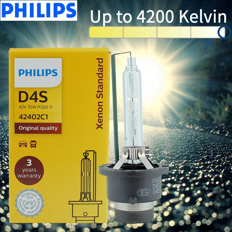 Philips HID D4S 35W Xenon Standard 4200K Auto Original Headlight Car Genuine Bulbs OEM Rep