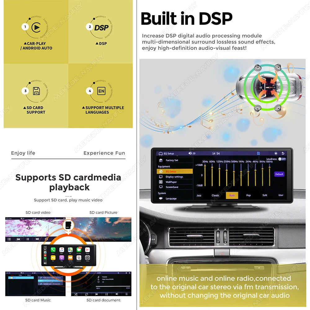 Wireless for Apple Carplay Android Auto Mirror Link 6.86/10.26'' Display Car Central Contr | AUTOKITSHOP