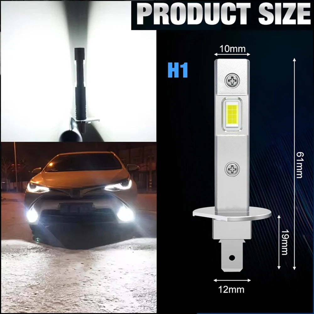 2Pcs Canbus LED Light Bulb H1 LED Headlight Mini Size Design Wireless Fanless For Car LED Lamp 7585 CSP Chip 300W 12V