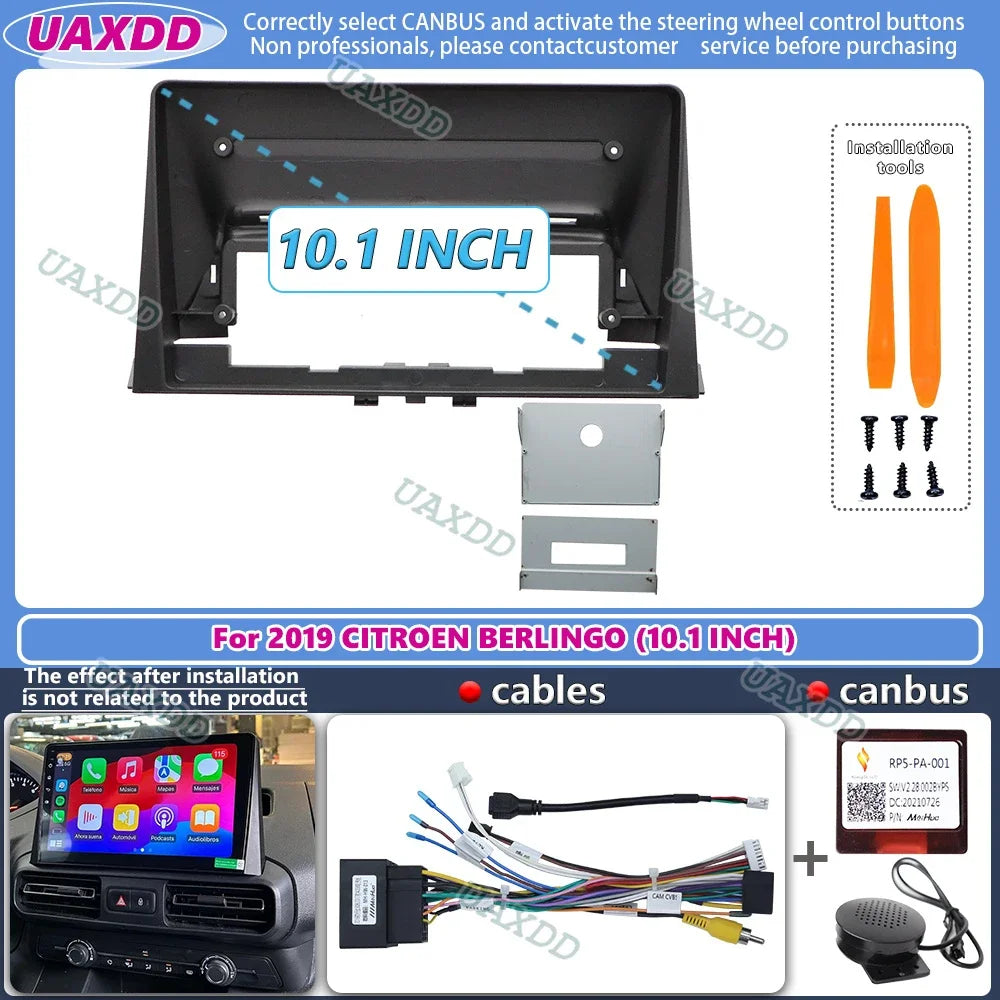 For 2019 CITROEN BERLINGO 10 INCH Car Android frame panel fascia cable video harness adapt