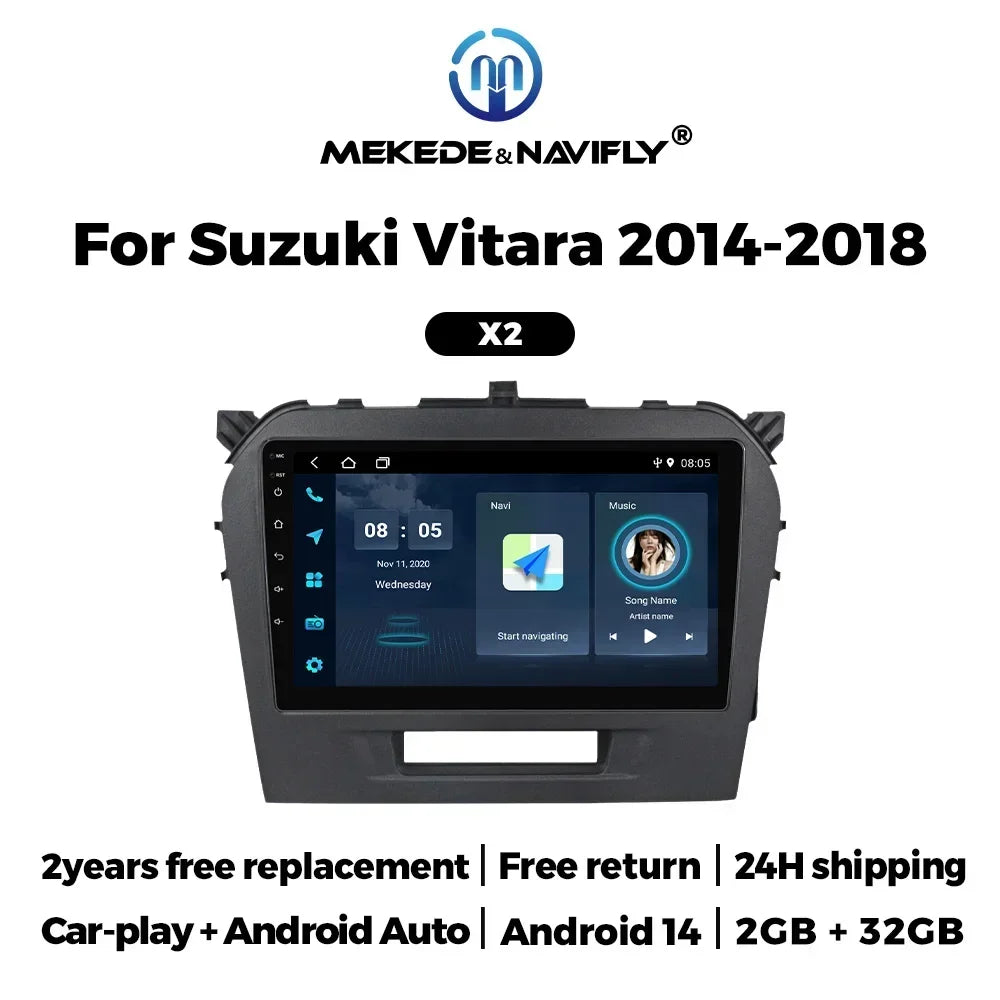 Wireless CarPlay Auto Car Stereo for SUZUKI Vitara 2015-2019 Android 14.0 Audio FM GPS Nav | AUTOKITSHOP