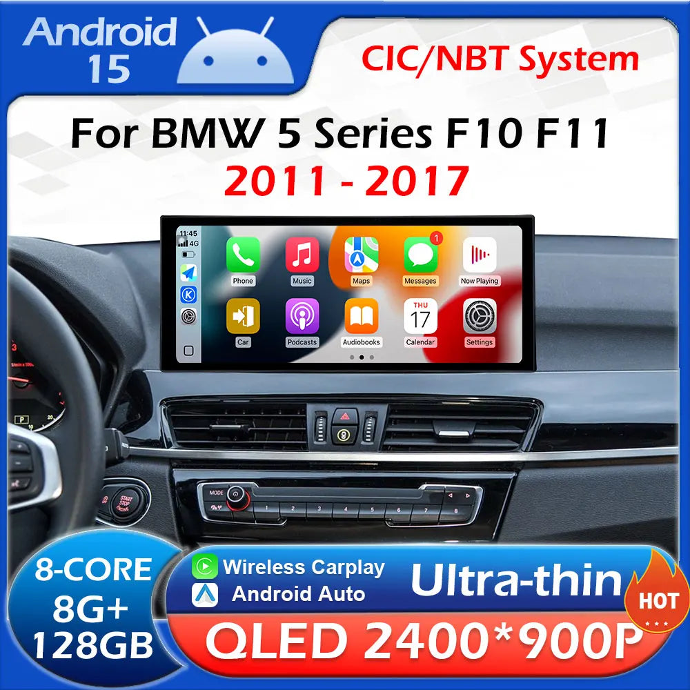 for BMW 5 Series F10 F11 2011 - 2017 CIC NBT System Android 15 Car Multimedia Player Wirel | AUTOKITSHOP