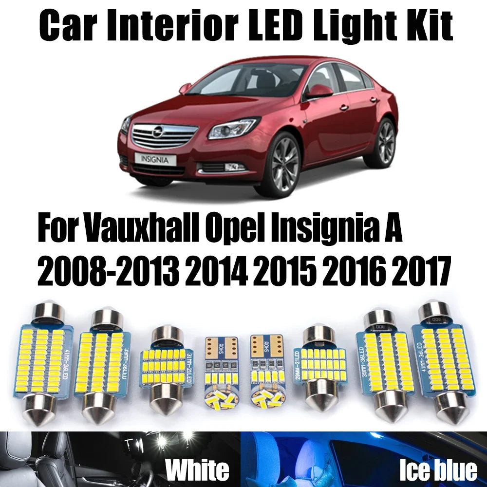 20-Piece LED Interior Light Kit for Vauxhall Opel Insignia A 2008- 2014 - Canbus Dome Map Door Trunk Bulbs | AUTOKITSHOP