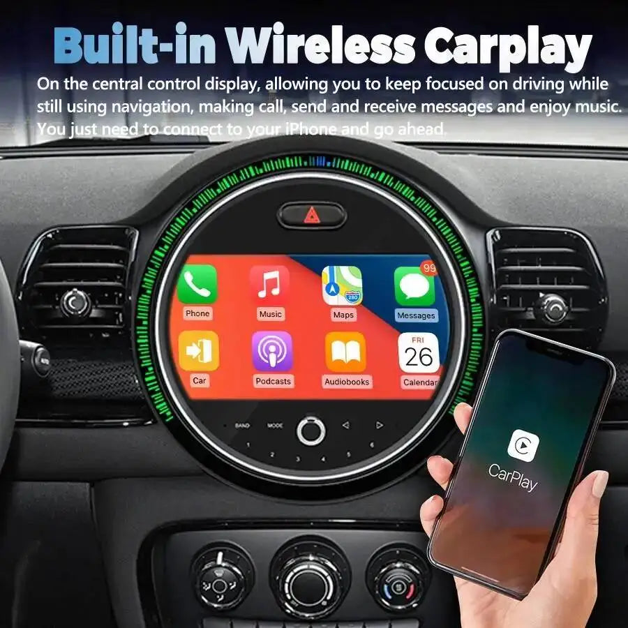 Navi Wireless Carplay GPS Wifi 4G BT Video Stereo 128GB 9inch Screen For BMW Mini F54 F55