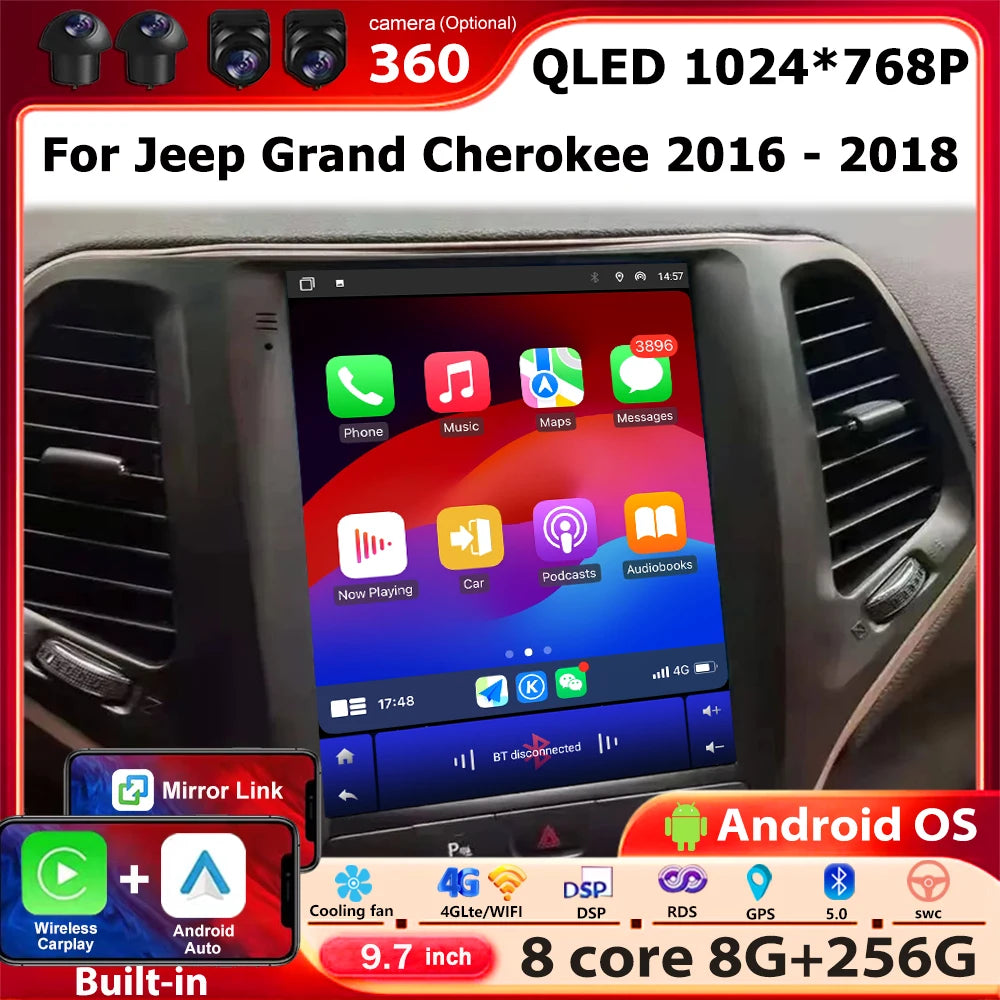 Wireless Carplay For Jeep Grand Cherokee 2016 2017 2018 Android 16 Auto Car Radio Multimed