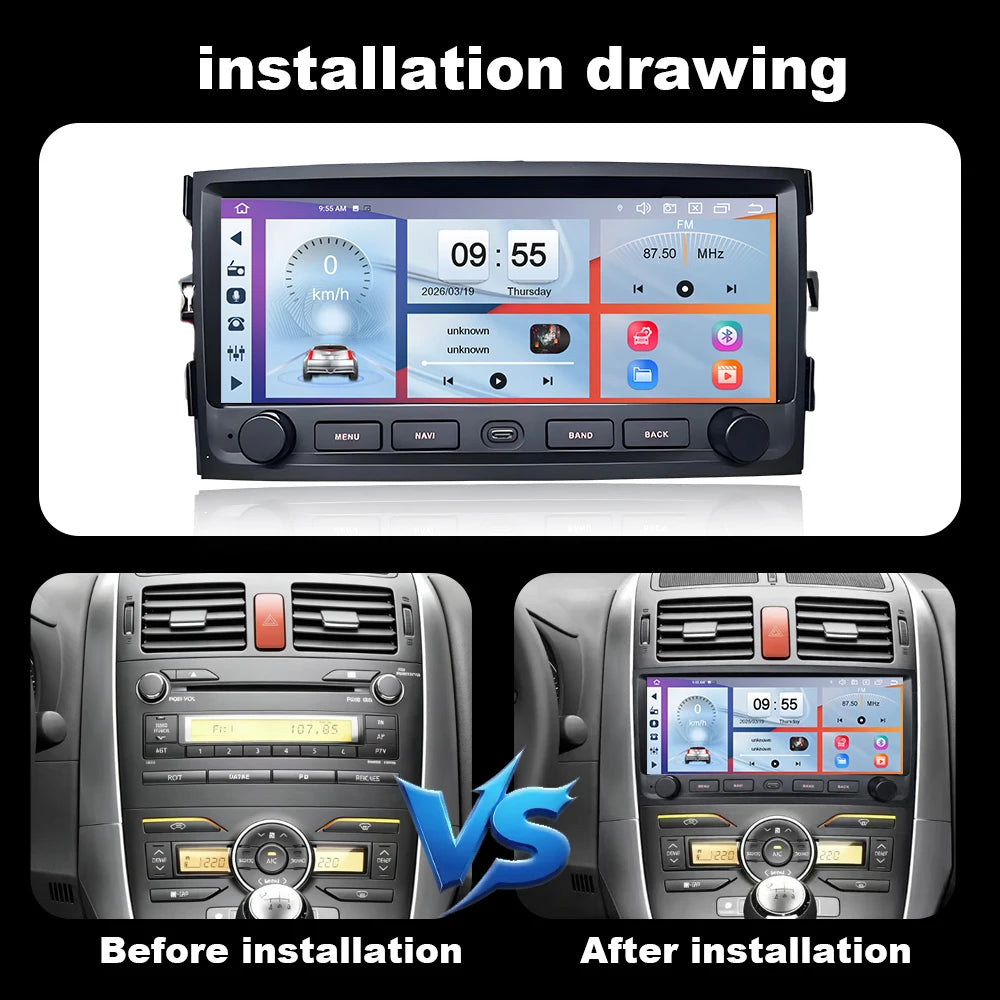 Carplay Android OS for Toyota Auris 2006-2012 9.3 inch Car Radio Intelligent Multimedia To