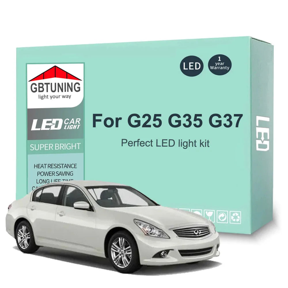 LED Interior Light Kit for Infiniti G25 G35 G37 G37S Sedan Coupe Cabrio 2003-2010 - Canbus Dome Map Door Trunk Bulbs ...