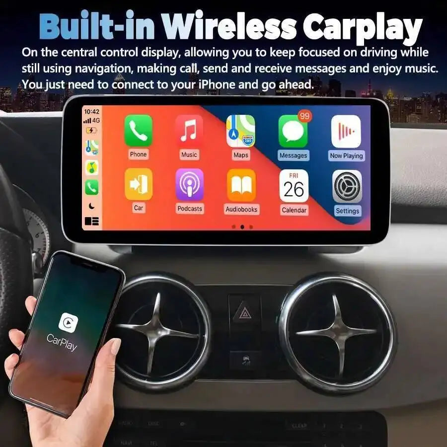 Navigation 256GB Android 14 Car Radio Stereo For Mercedes Benz GLK Class X204 2009-2015 Wi