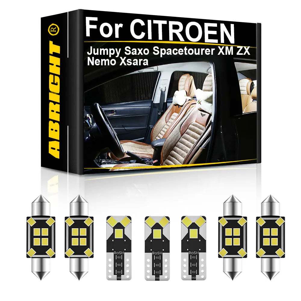 LED Interior Light Kit for CITROEN Jumpy1 2 3 Saxo S0 S1 Spacetourer XM ZX Nemo Xsara N1 N68 - Canbus Error-Free Bulb...