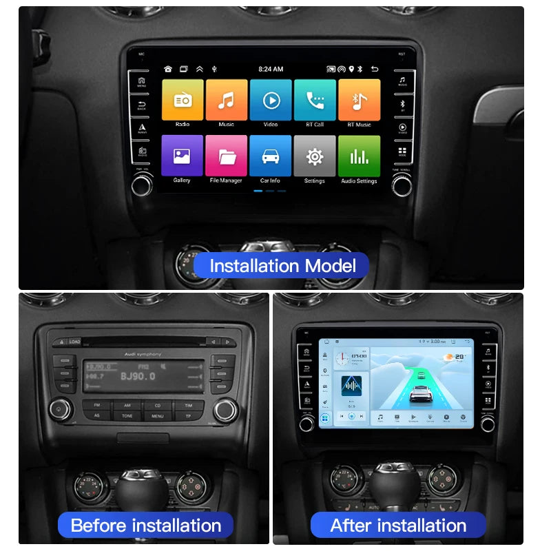 SZLELV For Audi TT MK2 8J 2006-2014 Touch Screen Multimedia Car Radio Android Carplay Vide