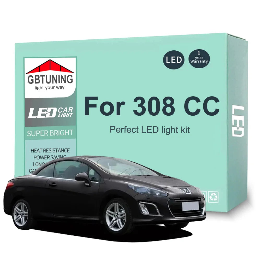 18-Piece LED Interior Light Kit for Peugeot 308 CC 308CC Cabrio - Canbus Error-Free Bulbs | AUTOKITSHOP