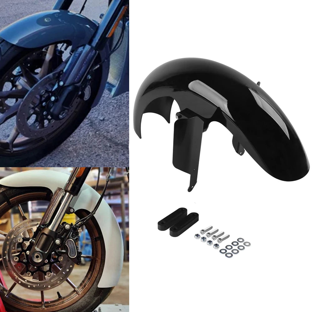 Motorcycle ABS Plastic 19" Wheel Front Fender Vivid Black For Harley FXLR FXLRS Low Rider S & ST - Automotive LED Light