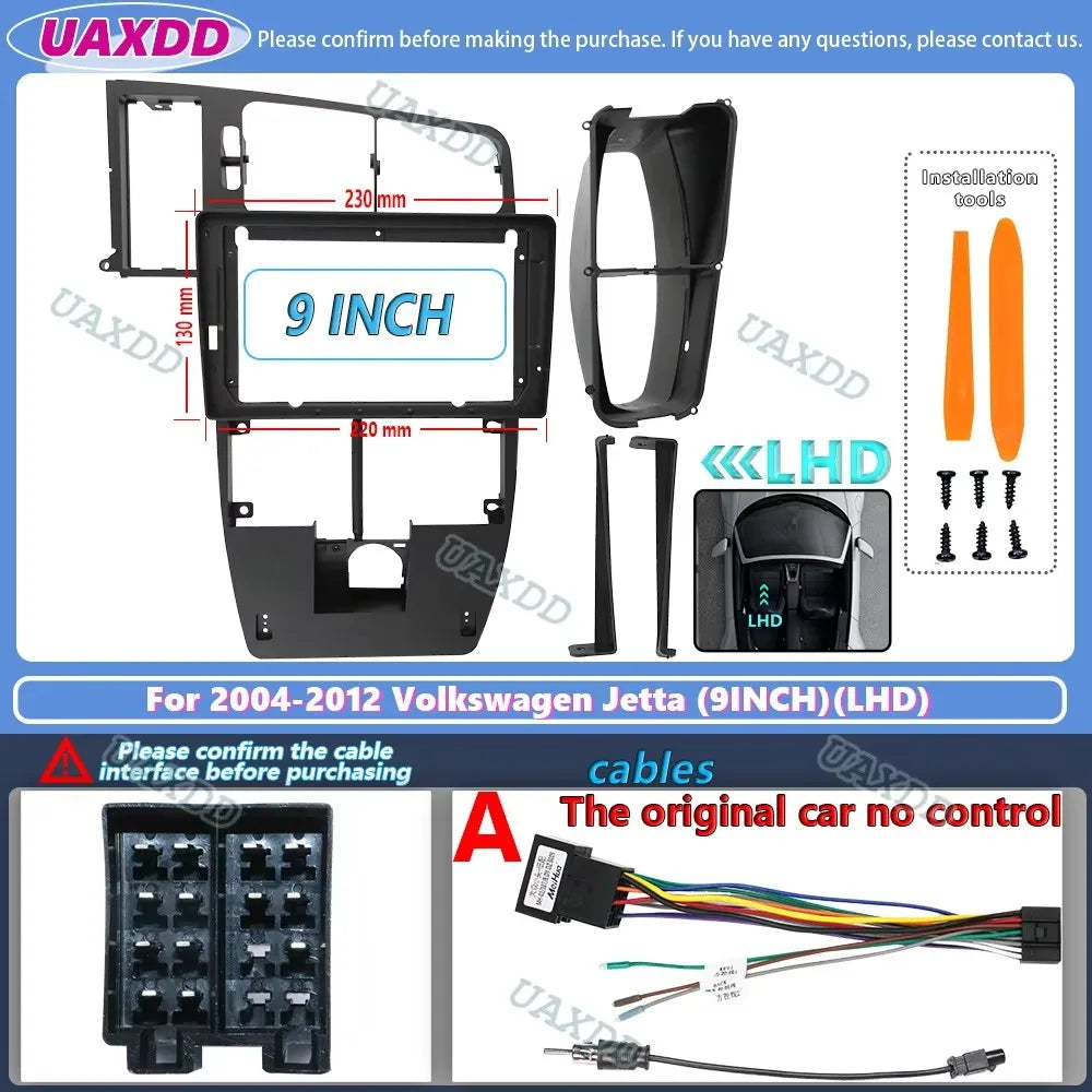 For 2004-2012 Volkswagen Jetta 9 INCH 2 Din Car radio Android Center cable video harness a