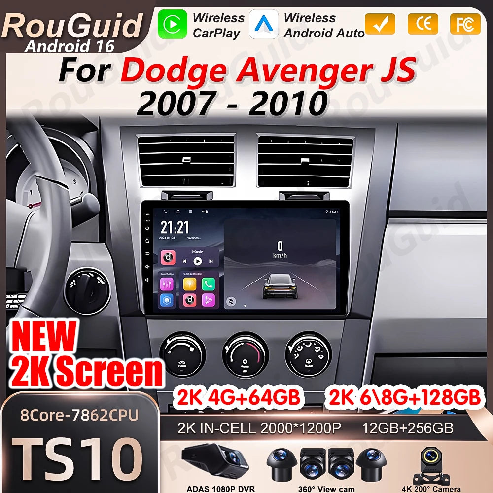 Android 16 Carplay Car Stereo For Dodge Avenger JS 2007 2008 2009 2010 Car Radio Multimedi | AUTOKITSHOP