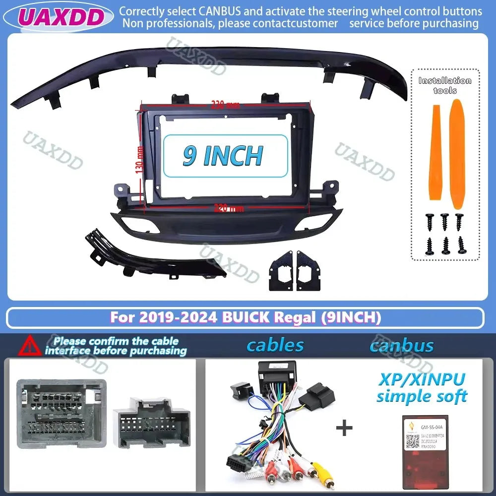 For 2019-2024 BUICK Regal 9INCH 2 Din Car radio Android frame Kit fascia cable video harne