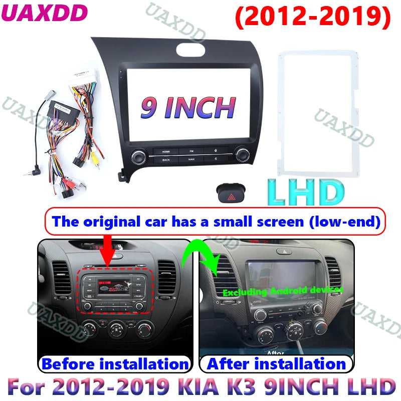For 2012-2019 KIA K3 9 inch CD radio android cadre panneau fascia tableau de bord lecteur