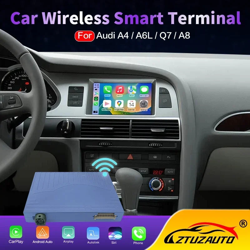 Wireless CarPlay Android Auto Box for Audi A4/A6L/Q7/A8 2005-2009 MMI2G High with AirPlay