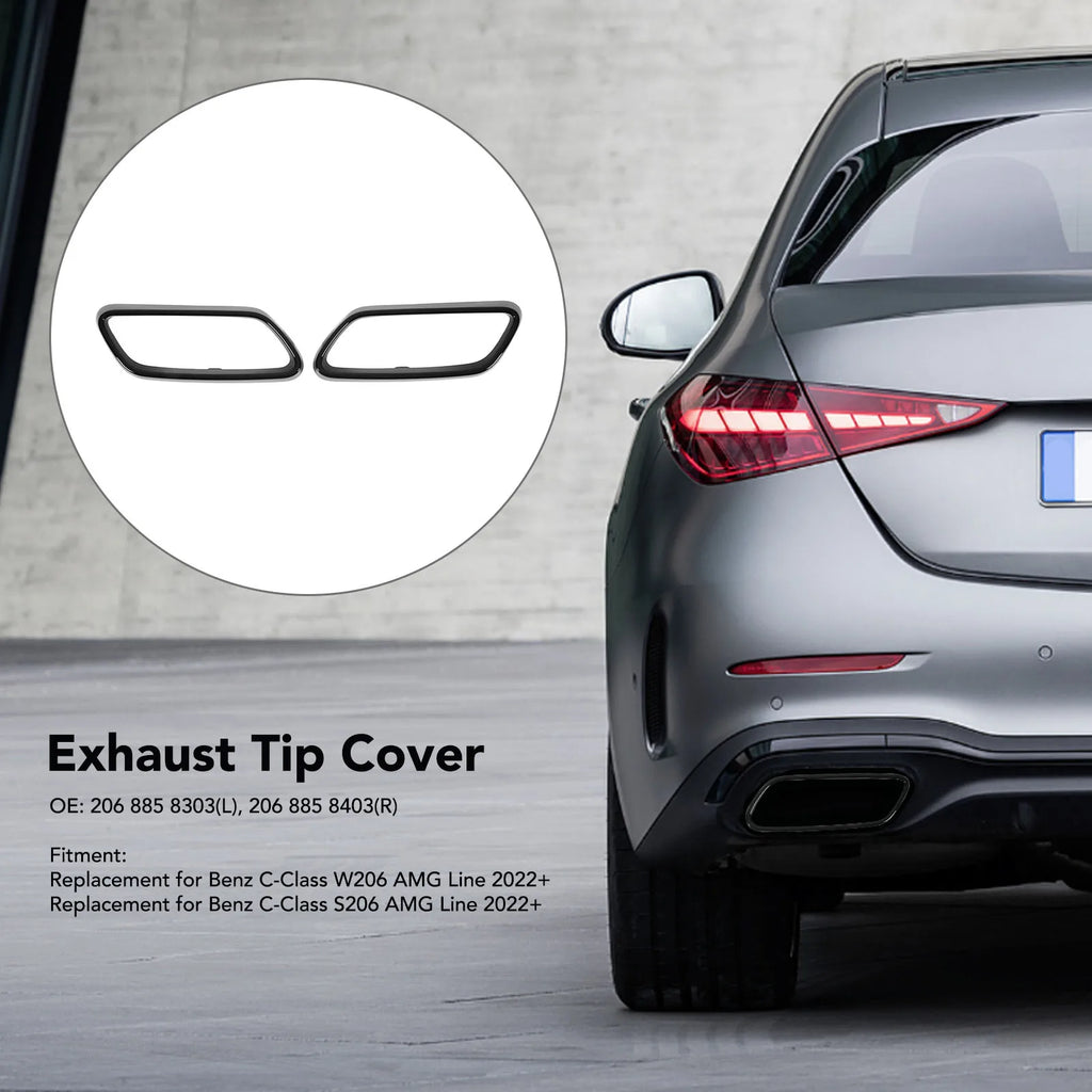 Car Tail Throat Cover Exhaust Tip Cover Exhaust Tip Cover Trims Bezel for Benz C for MG S206 W206 - Automotive LED Light