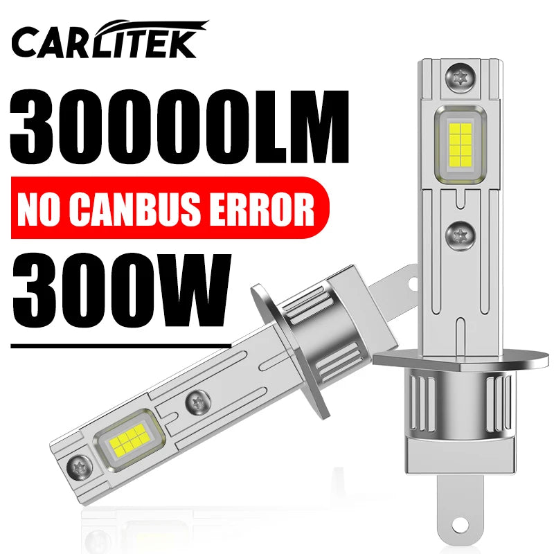CARLitek 2X 300W 30000LM H1 LED Lights 6000K Headlight Bulb Mini Size Design Wireless For