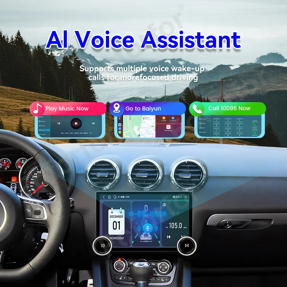 Smart Android 15 Car Head Unit Ultra-thin HD Screen Wireless Carplay GPS Navigation Stereo