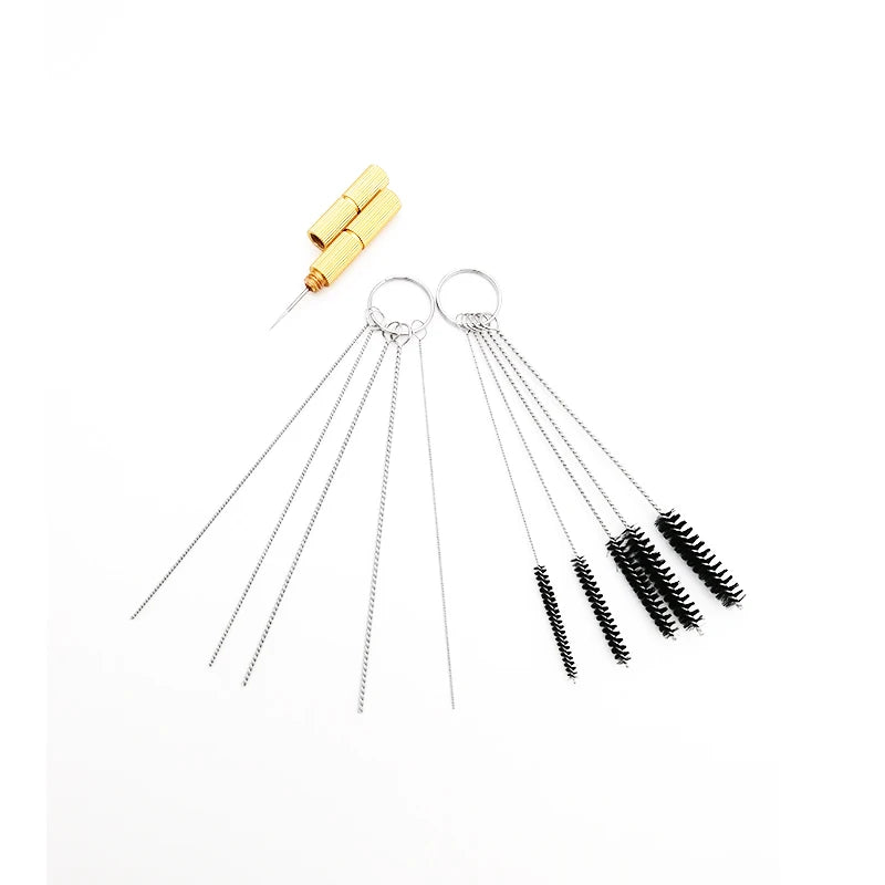 11x Motorcycle Carb Tool Jet Nozzle Wire Terminal Plug Cleaning Needle Brush Kit