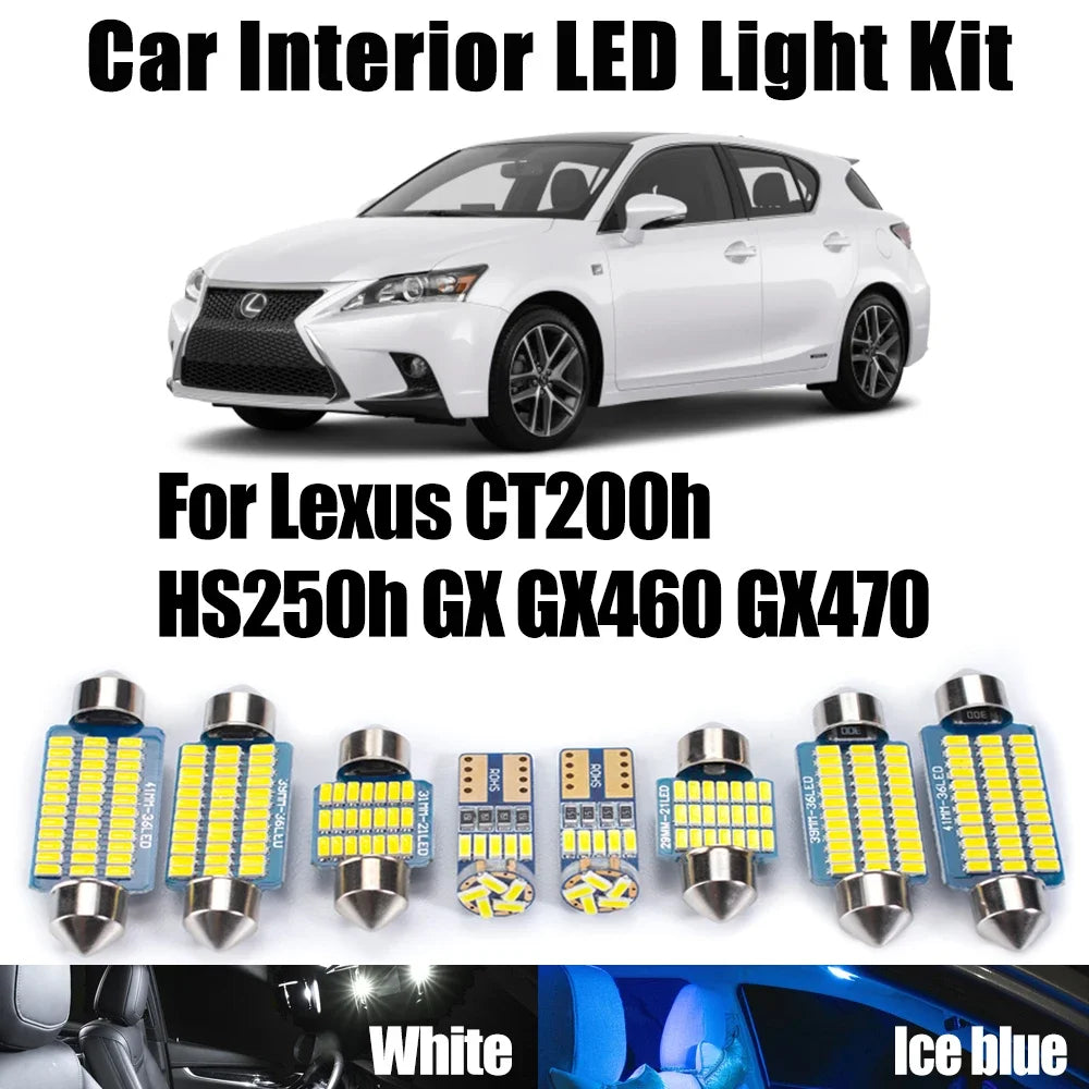 LED Interior Light Kit for Lexus CT200h HS250h GX GX460 GX470 Car Accessories Canbus LED Interior Map Dome Trunk Ligh...