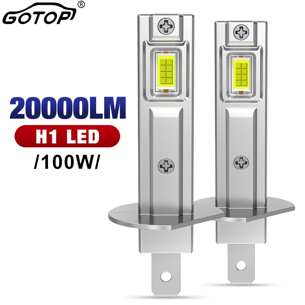 H1 LED Headlights 100W 20000LM CSP for Car Headlamp Fanless Light Auto Diode Fog Lamps 12V