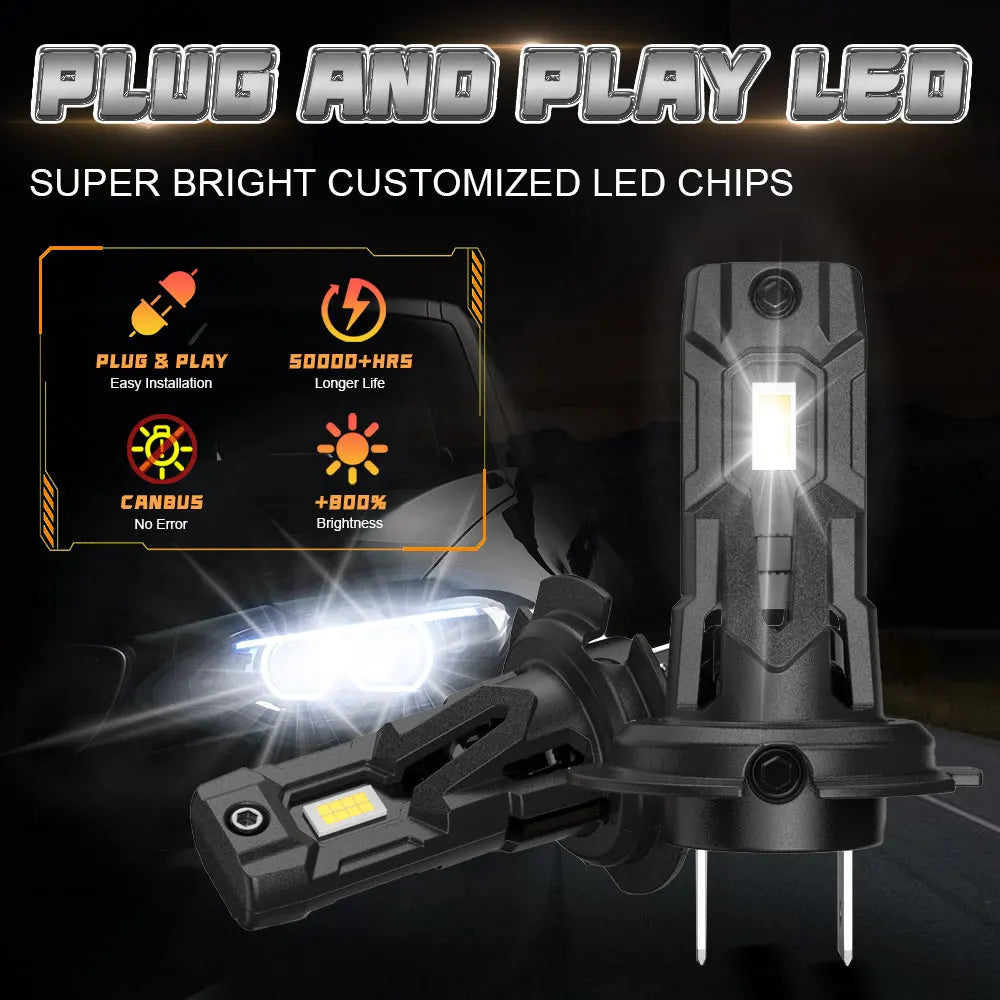 H7 LED CANBUS Car Headlight Bulbs Wireless Plug And Play 500000LM Super Bright Turbo Wirel