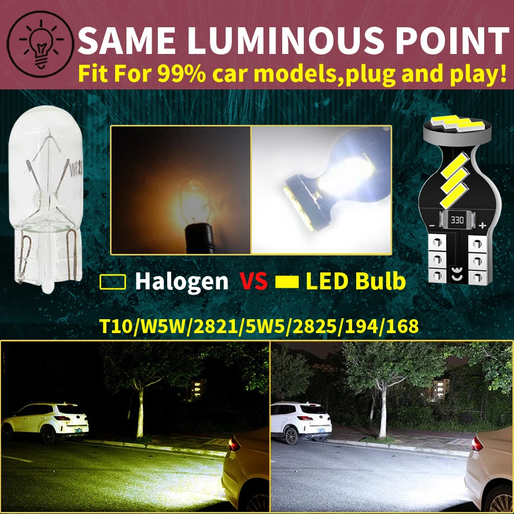 LED Interior Light Kit for Peugeot W5W T10 - Canbus Error-Free Interior Bulbs