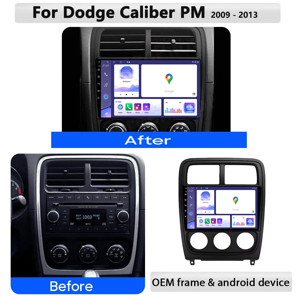 Android 16 For Dodge Caliber PM 2009 - 2012 Multimedia Car Radio Carplay Video Player Navi