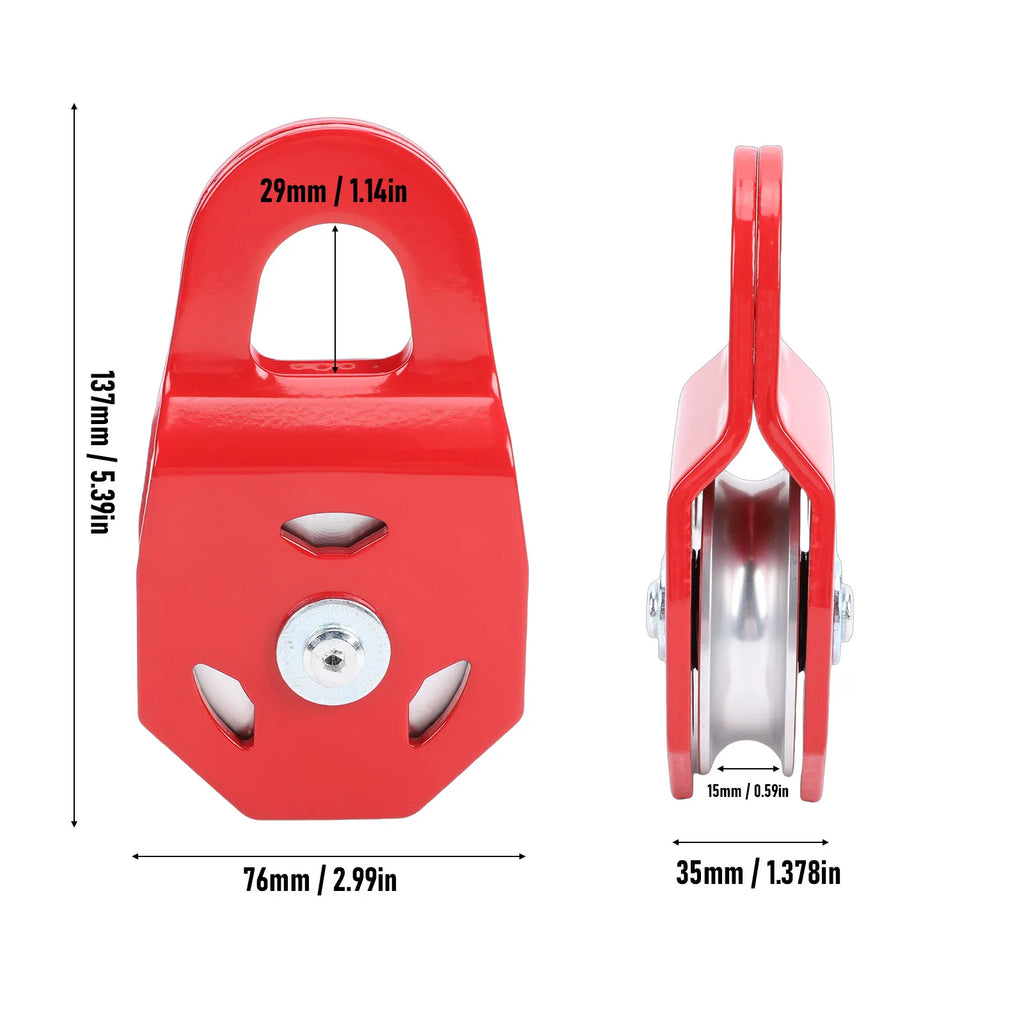 Winch Snatch Block 8 Ton Red Heavy Duty Multifunctional Towing Winch Snatch Block Pulley for Tru - Automotive LED Light