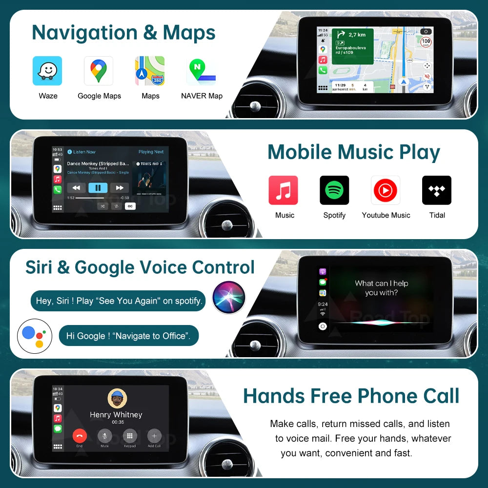 RoadTop Wireless CarPlay for Mercedes Benz V-Class W447 2014-2018 Vito Viano, with Android