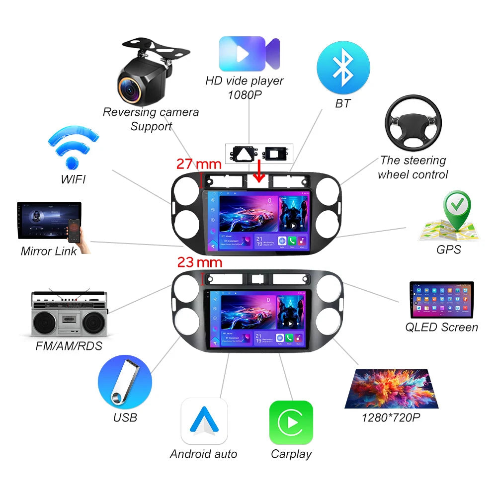 Android 16 Auto Carplay For Vw Volkswagen Tiguan 1 Nf 2006 2008-2012 2013 2014 2015 2016 C | AUTOKITSHOP