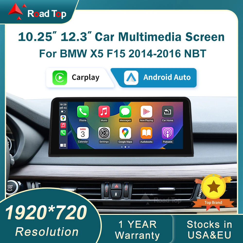 RoadTop Wireless Carplay Multimedia Display Touch Screen Android-auto Head Unit For BMW X5