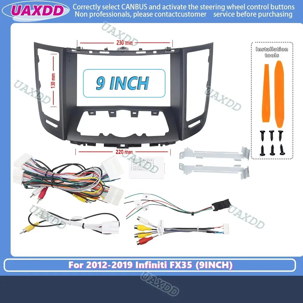 For 2012-2019 Infiniti FX35 9 INCH 2 Din Car radio Android frame Kit panel Center fascia c