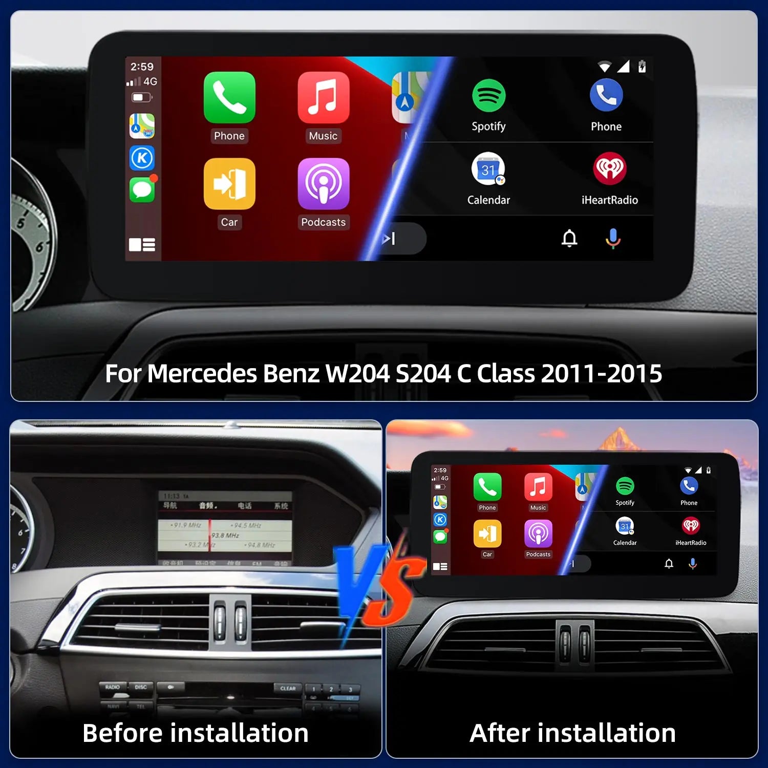 LED Interior Light Kit for Mercedes CClass S204 W204 - Canbus Error-Free Interior Bulbs