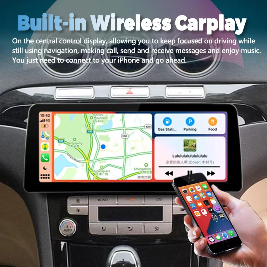 12.3inch Android 14 Qled Screen For Ford S Max S-MAX 2007 - 2015 GPS Car Radio Multimedia
