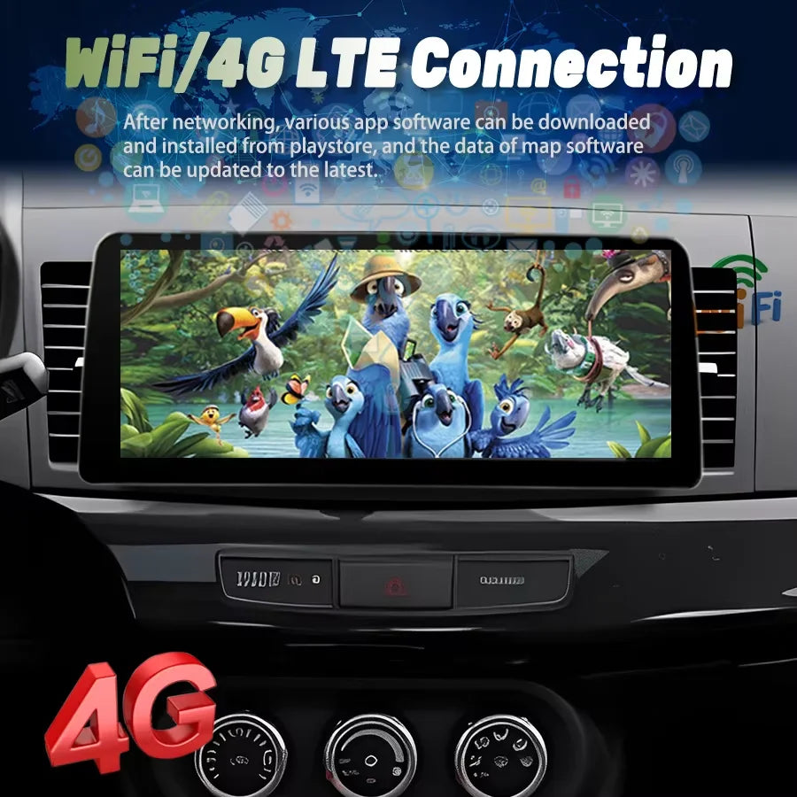 12.3inch Android 14 Screen For Mitsubishi Lancer 2007 - 2017 Car Radio Multimedia Video Pl