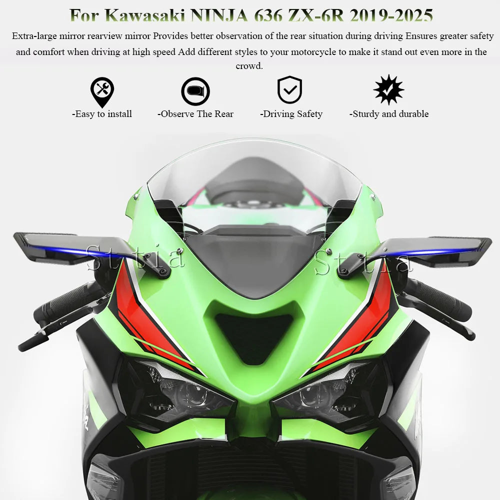 Ninja 636 ZX6R Motorcycle Accessories Rear View Side Mirror For Kawasaki Ninja636 ZX-6R Ninja 63 - Automotive LED Light