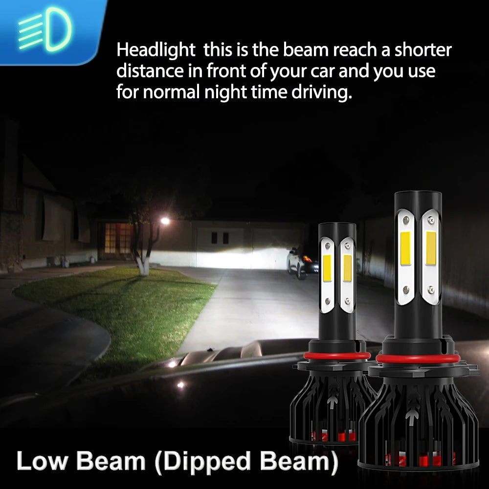 2/4Pcs LED 9005 9006 Headlight 25000Lm Bulb 4Side Chip Canbus Light Turbo Lamp For Honda A