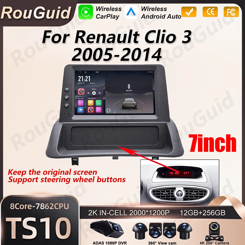 Android 16 Carplay Car Radio For Renault Clio 3 CLIO 3 2005-2014 Auto Video Multimedia Pla | AUTOKITSHOP